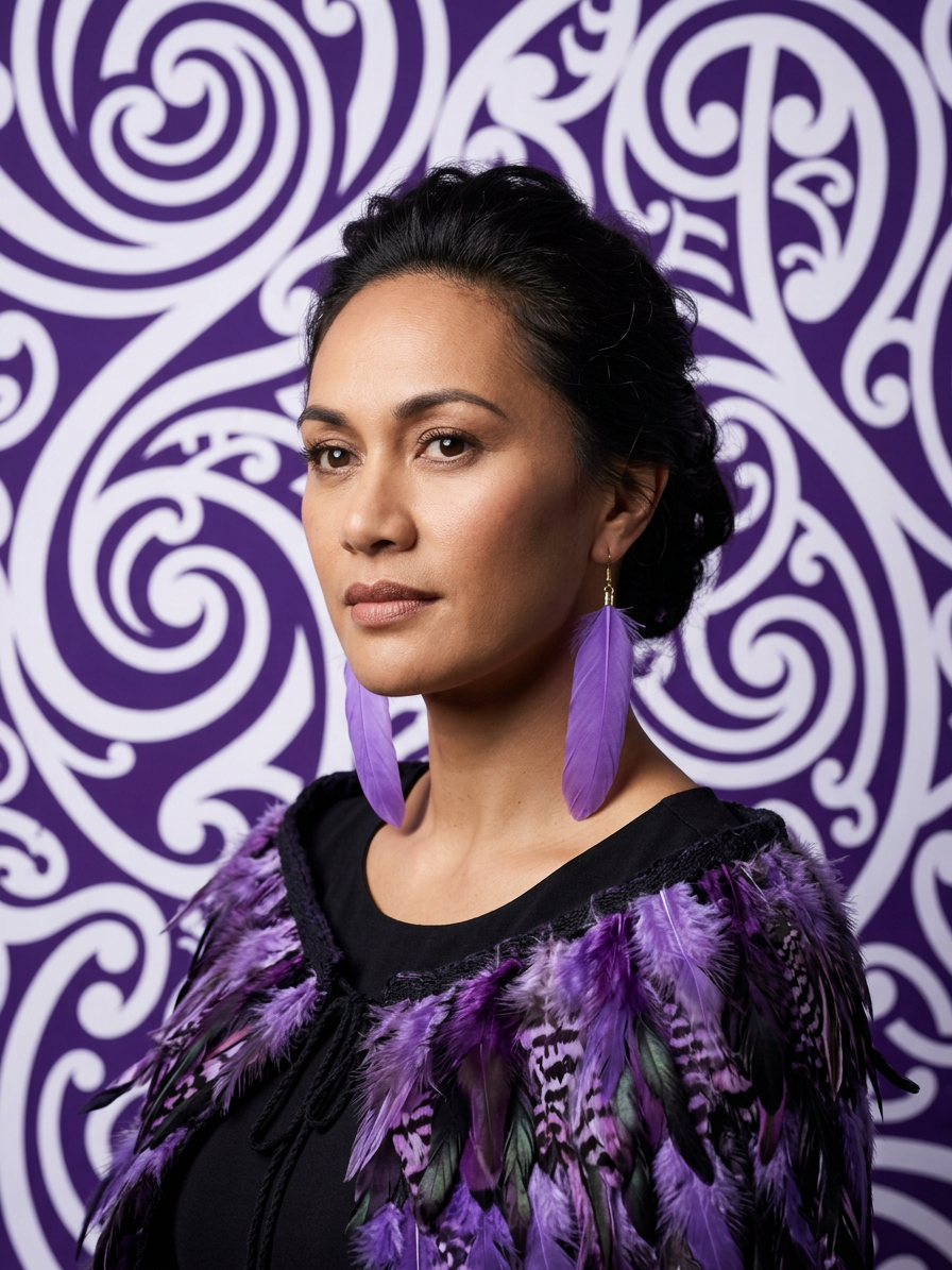 Large Purple Feather Earrings