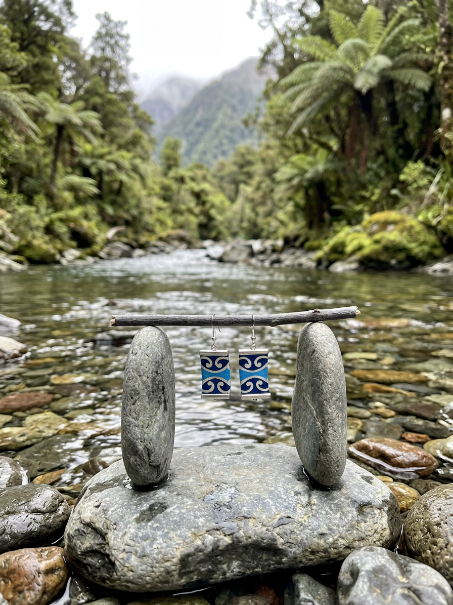Blue Koru Earrings
