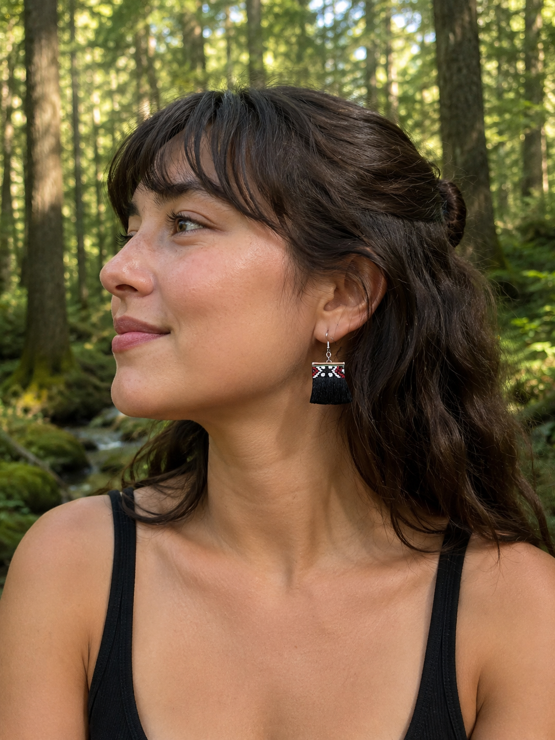 Large Black Piupiu Earrings