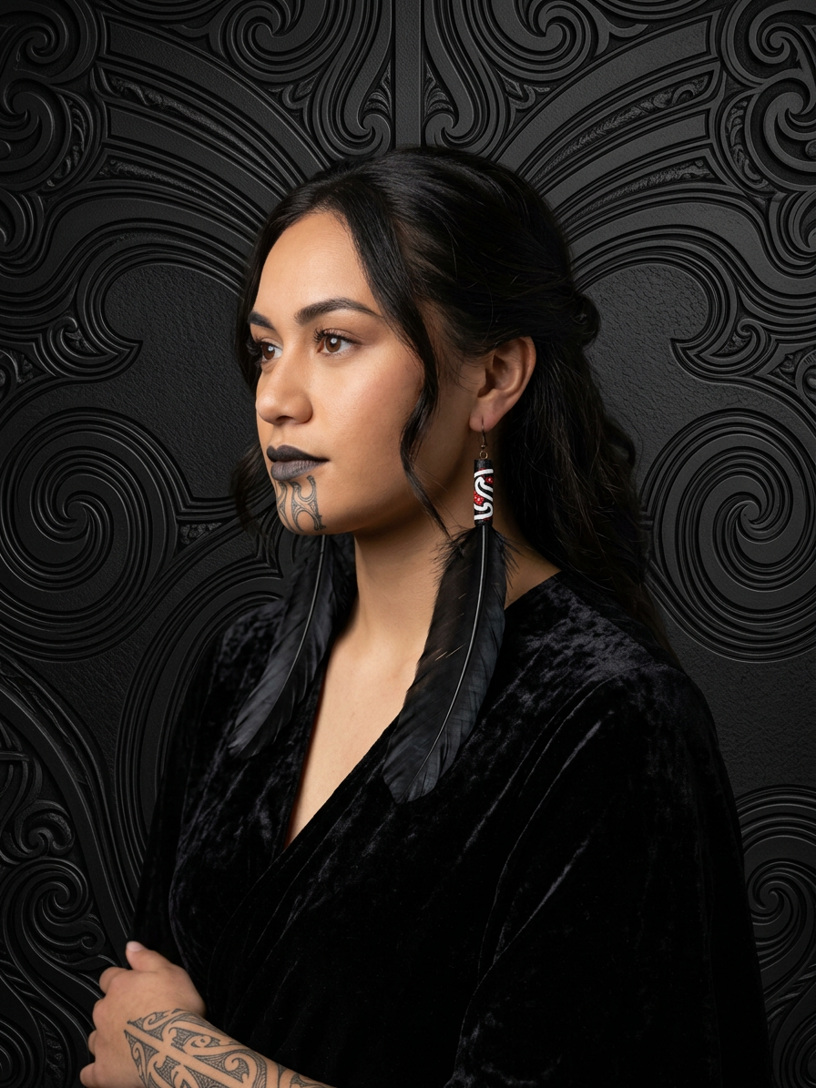 Black Feather Earrings (Pūhoro)