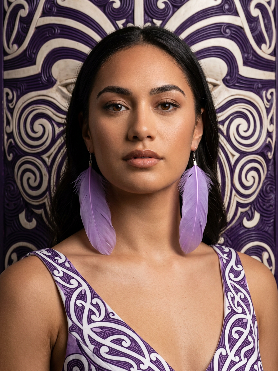 Large Purple Feather Earrings