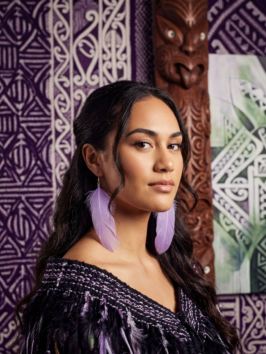 Large Purple Feather Earrings