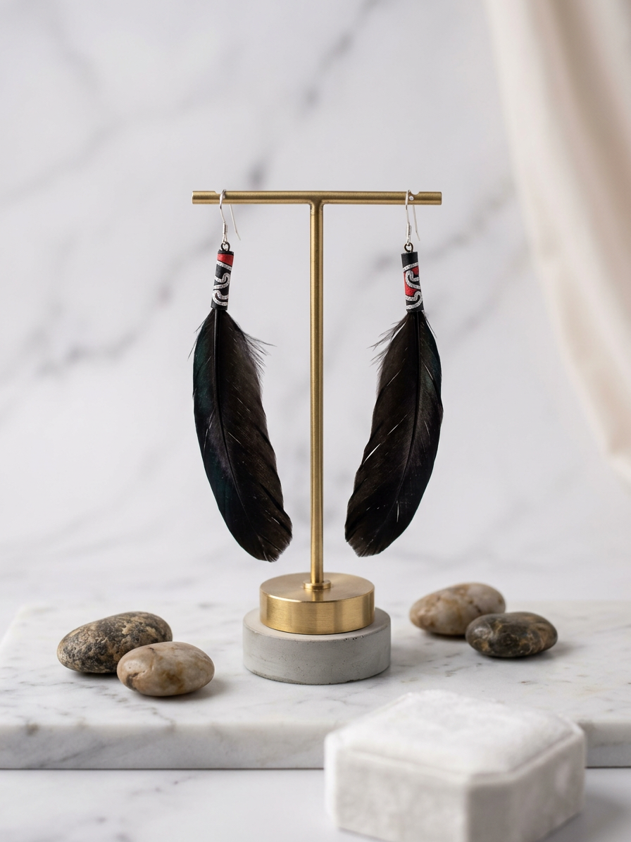 Black Feather Earrings (Pūhoro)