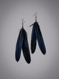 Double Black Feather Earrings