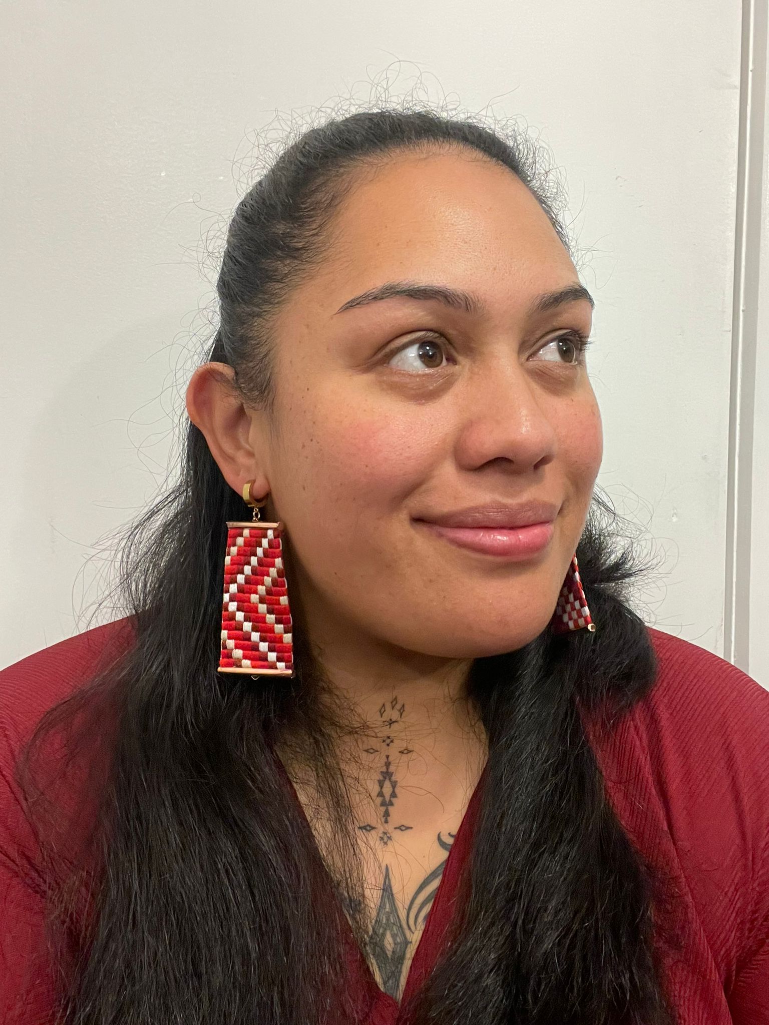 Red Poutama Earrings