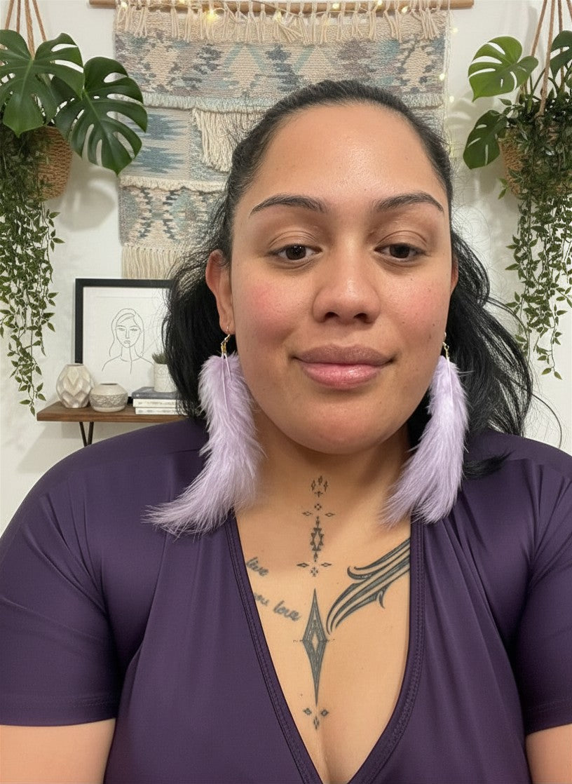 Purple Fluffy Feather Earrings