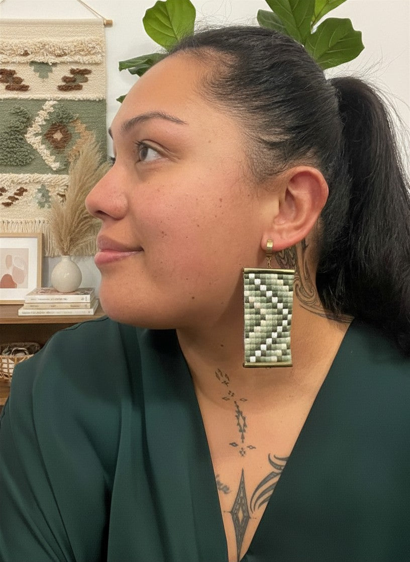 Green Poutama Earrings