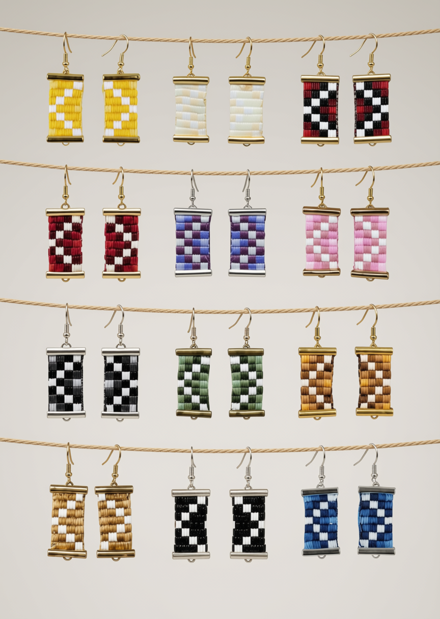 Poutama Drop Earrings (Small) | Māori Woven Earrings