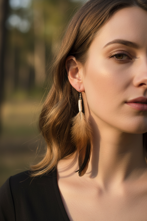 Awe Earrings (Feathers Lashed)