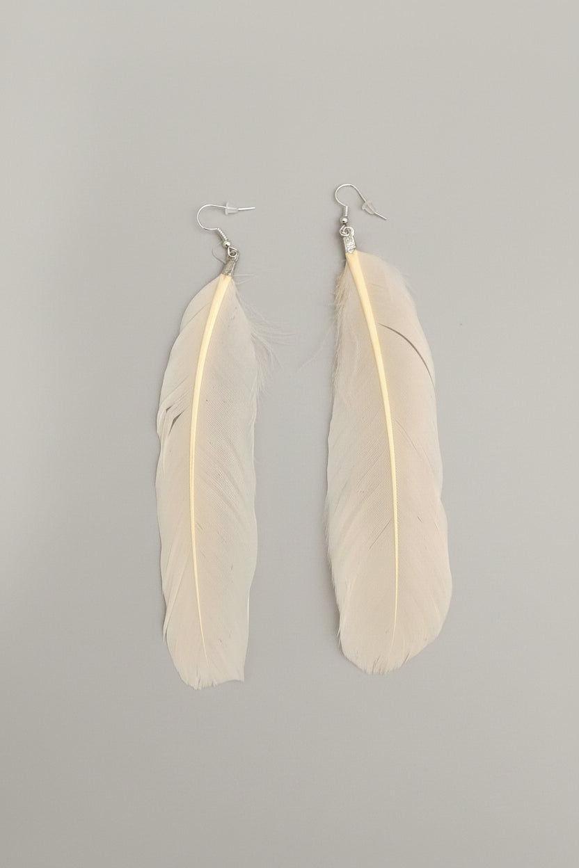 Orange feather earrings