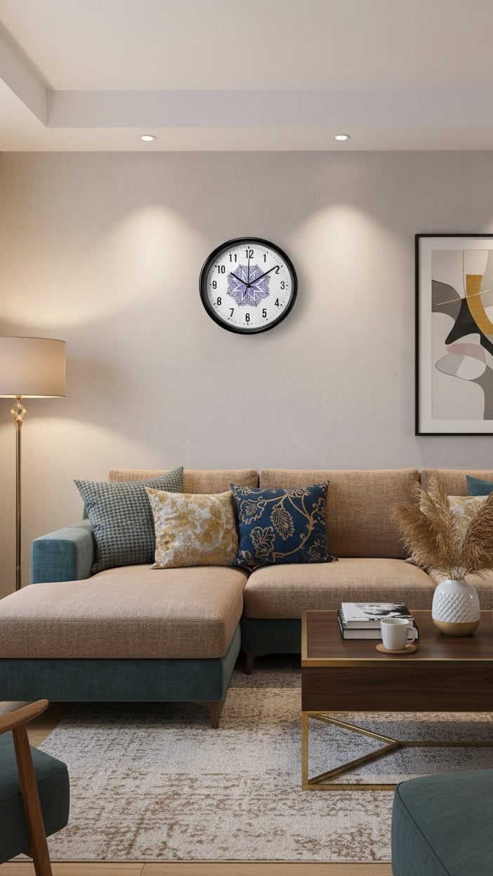 Purple Karaka (clock) with Kōwhaiwhai mandala 20cm