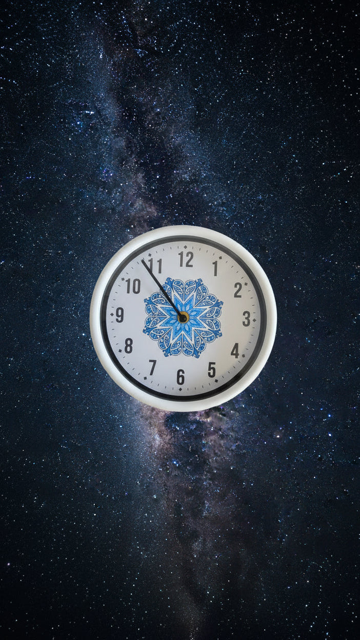 Blue Karaka (clock) with Kōwhaiwhai mandala 20cm