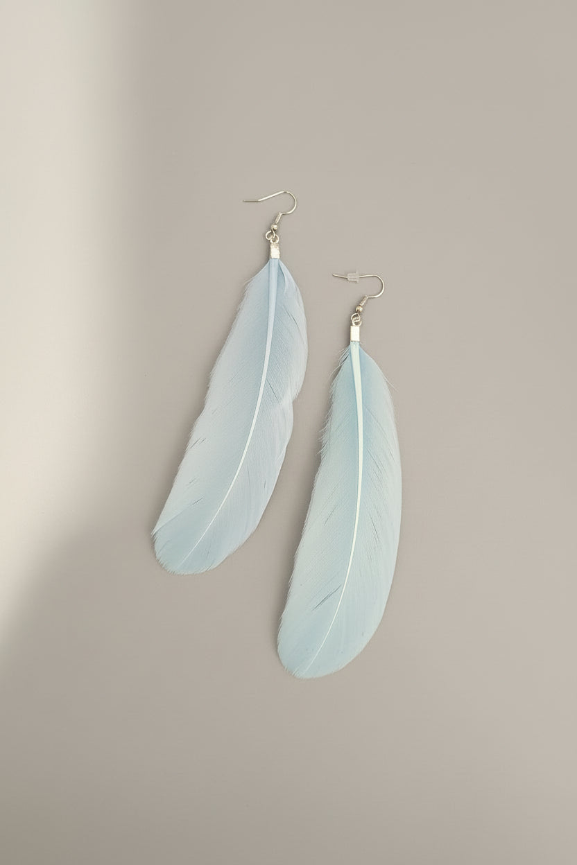 Blue Feather Earrings