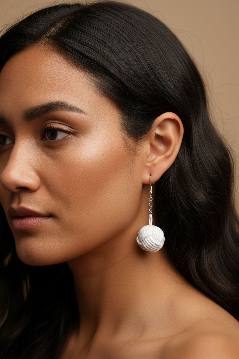 White Monkeyfist Poi Earrings – Smaller